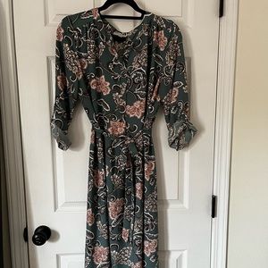 Loft Belted Midi Floral Shirtdress